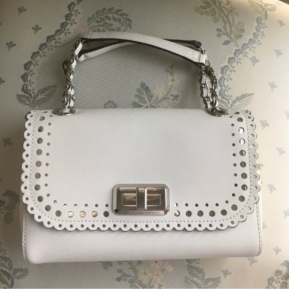Michael Kors Purse White Handbag with Chain Strap